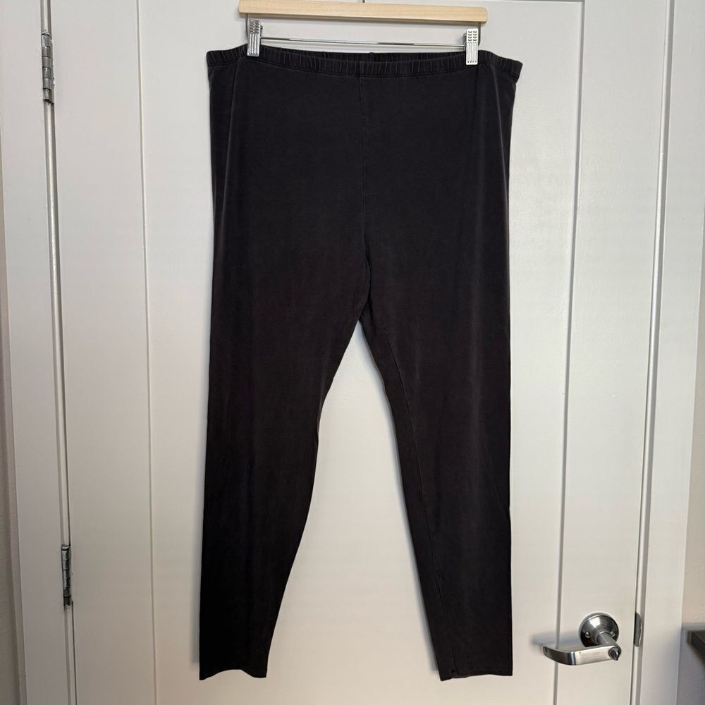 Eileen Fisher Leggings Terry Pants Womens 1X Brown Knit Lyocell Layer Comfort